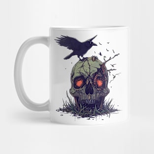 crow on skull Mug